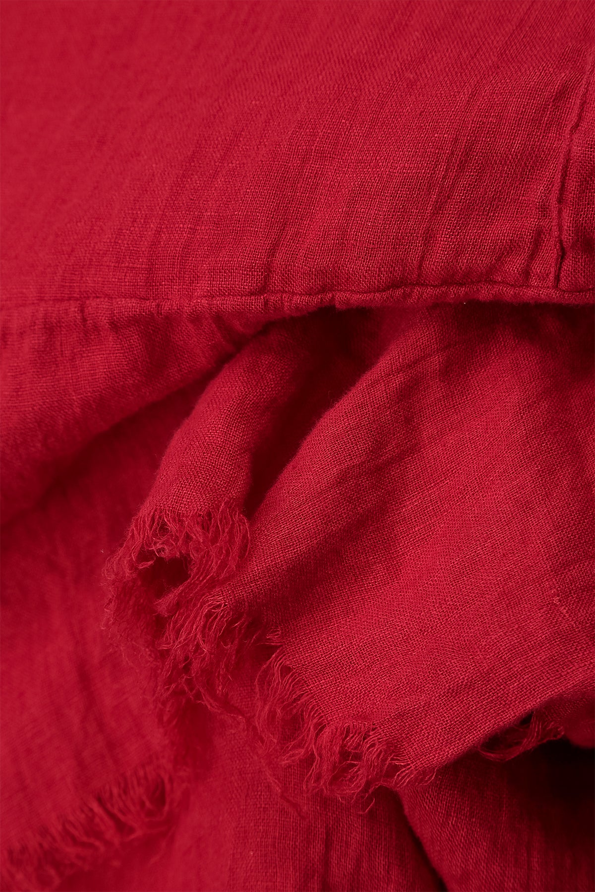 Maxikleid aus kirschrotem Leinen-Gaze