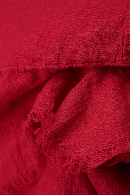 Maxikleid aus kirschrotem Leinen-Gaze