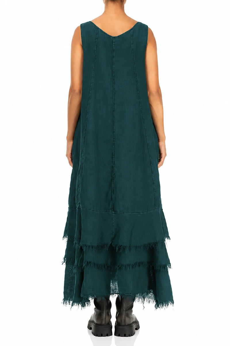 Maxi Deep Turquoise Gauze Linen Dress