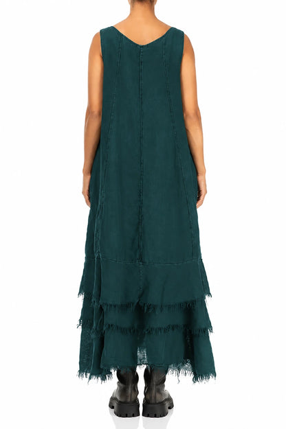 Maxi Deep Turquoise Gauze Linen Dress