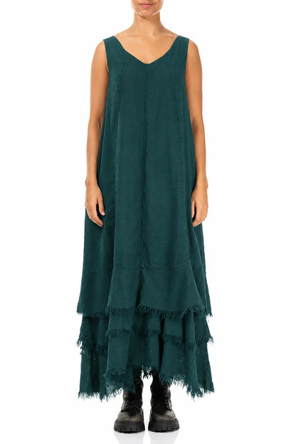 Maxi Deep Turquoise Gauze Linen Dress