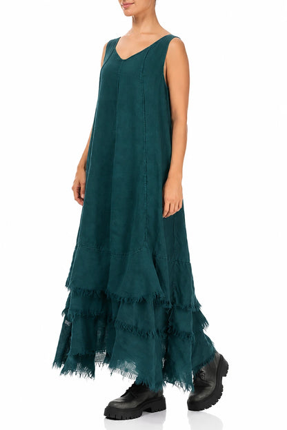 Maxi Deep Turquoise Gauze Linen Dress
