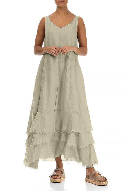 Maxi Laurel Green Gauze Linen Dress 4