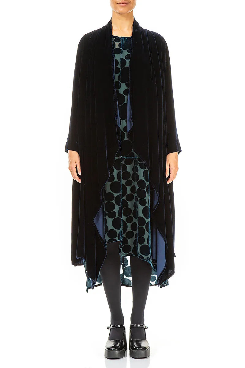 Maxi-Jacke aus königsblauem Seidensamt