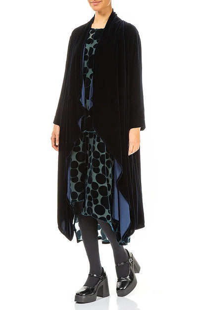 Maxi-Jacke aus königsblauem Seidensamt