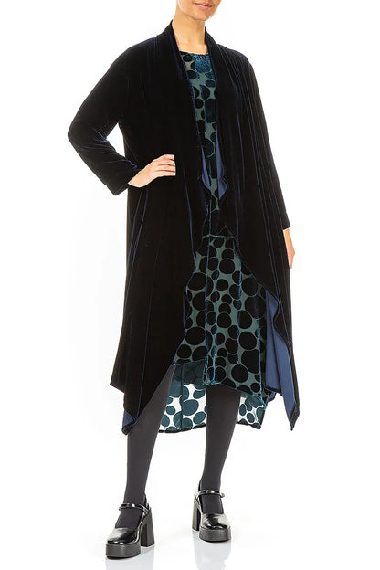 Maxi-Jacke aus königsblauem Seidensamt