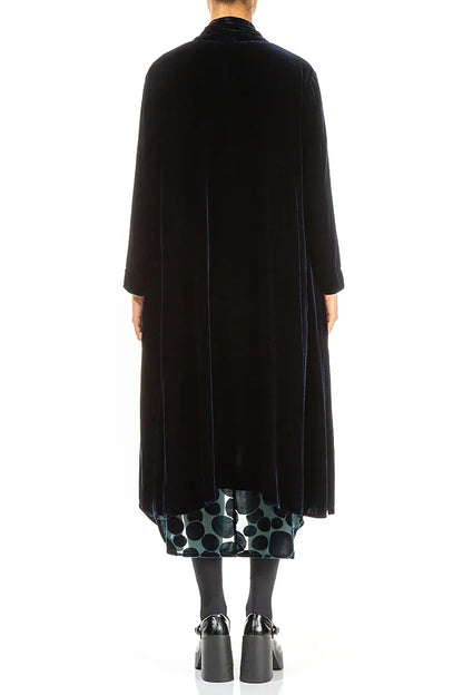 Maxi-Jacke aus königsblauem Seidensamt