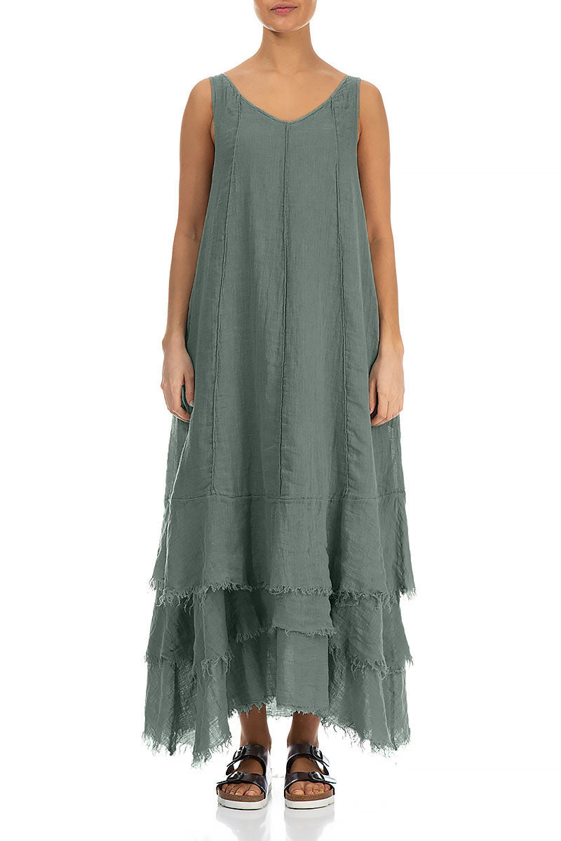 Maxi Sage Gauze Linen Dress 1