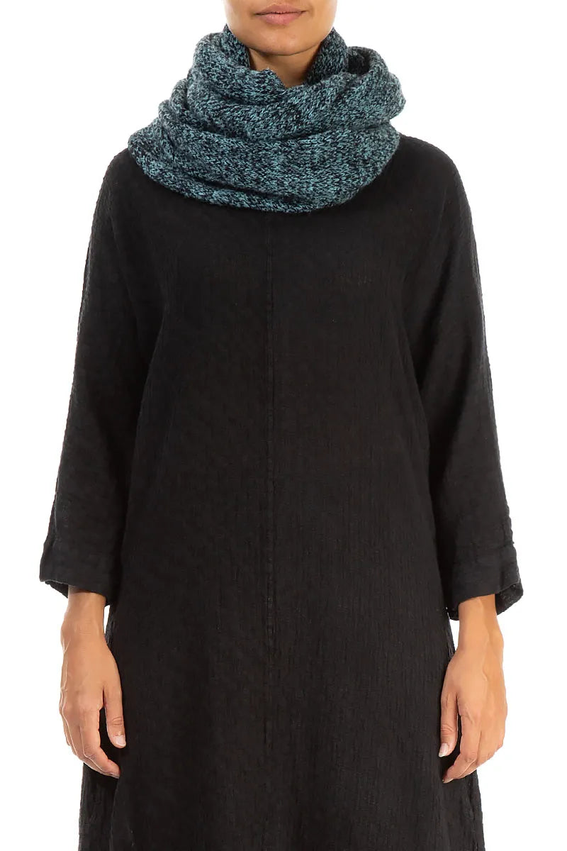 Mélange Blue Wool Infinity Scarf