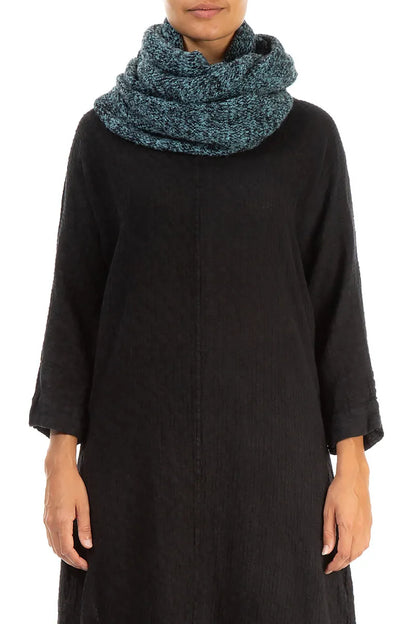 Mélange Blue Wool Infinity Scarf