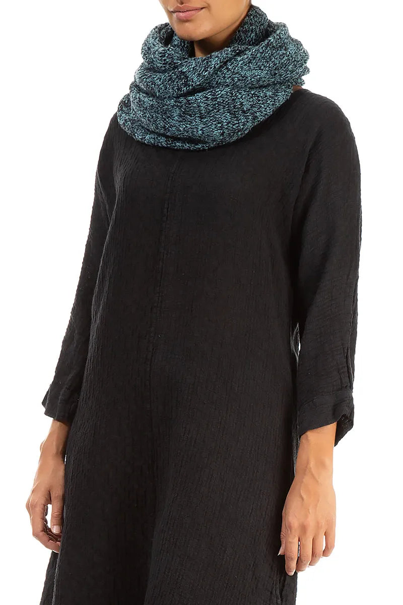 Mélange Blue Wool Infinity Scarf