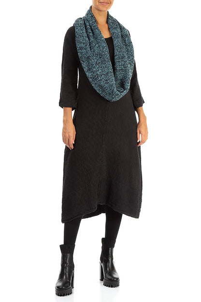 Mélange Blue Wool Infinity Scarf