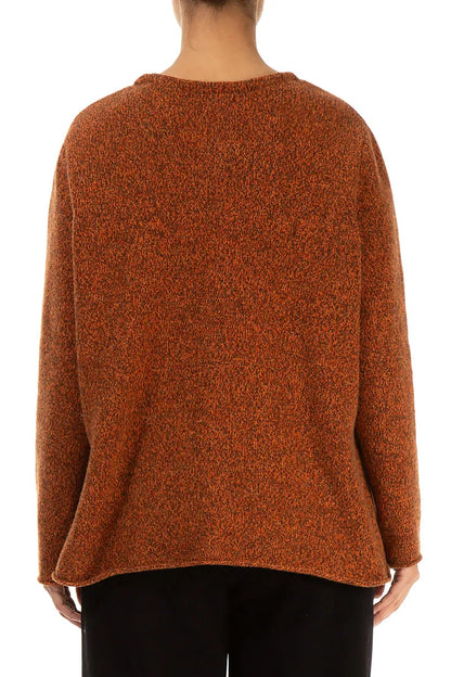 Mélange Copper Pure Wool Cardigan