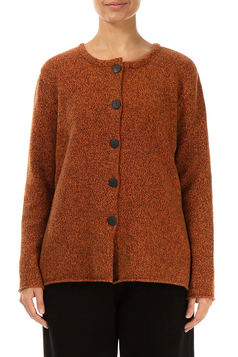 Mélange Copper Pure Wool Cardigan