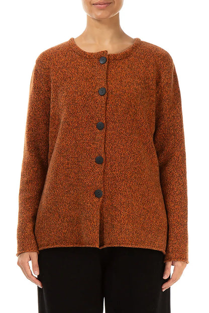 Mélange Copper Pure Wool Cardigan