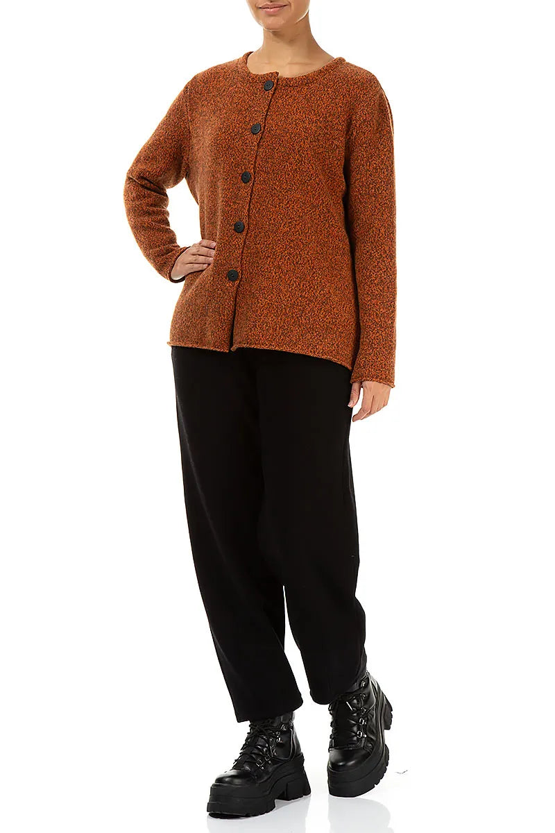 Mélange Copper Pure Wool Cardigan