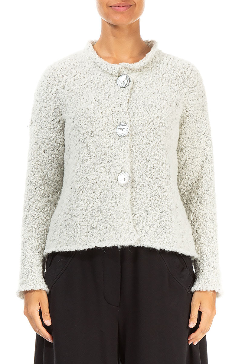 Mélange Ivory Alpaca Wool Cardigan 1