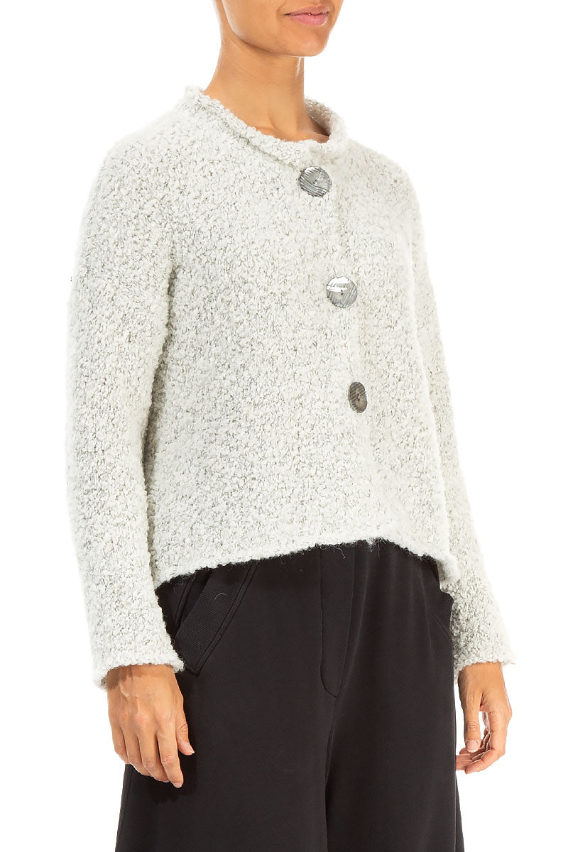 Mélange Ivory Alpaca Wool Cardigan 3