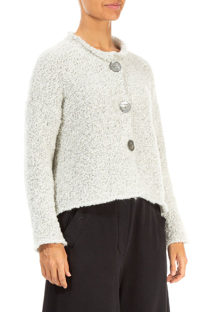 Mélange Ivory Alpaca Wool Cardigan 3
