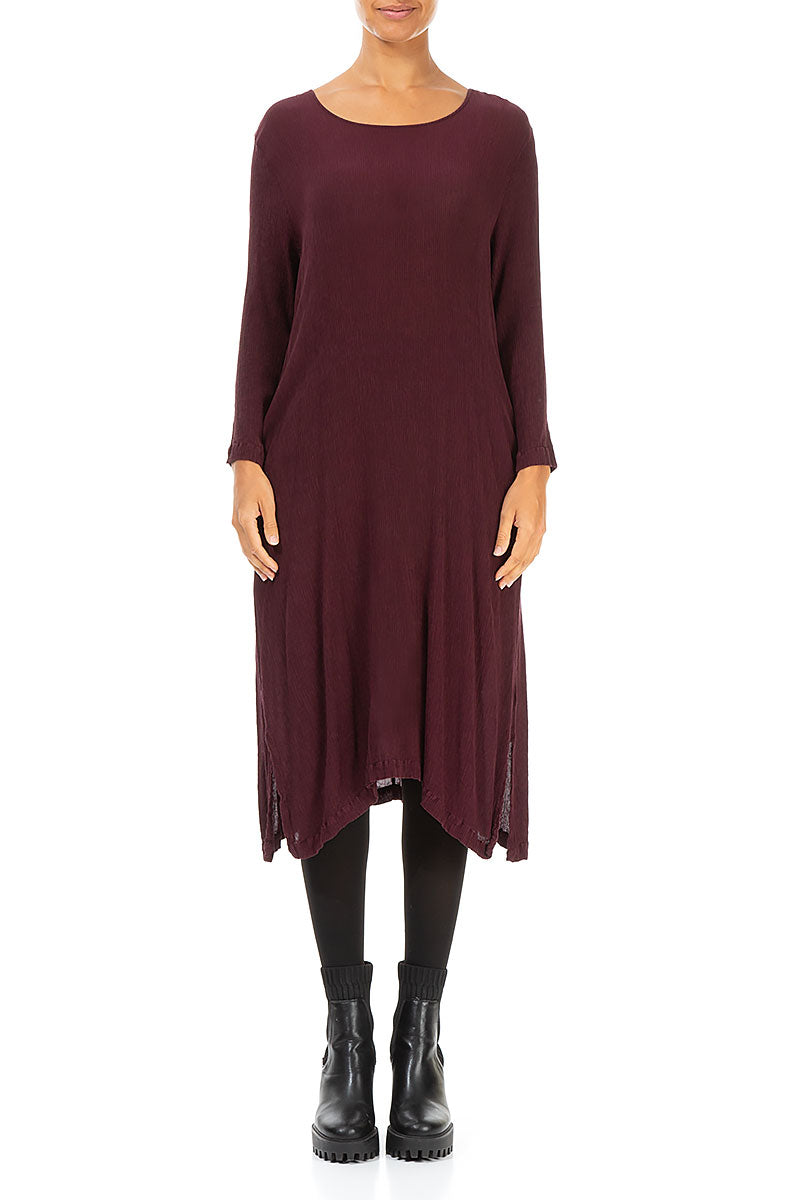 Merlot Silk Viscose Shift Dress 1
