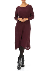 Merlot Silk Viscose Shift Dress 4