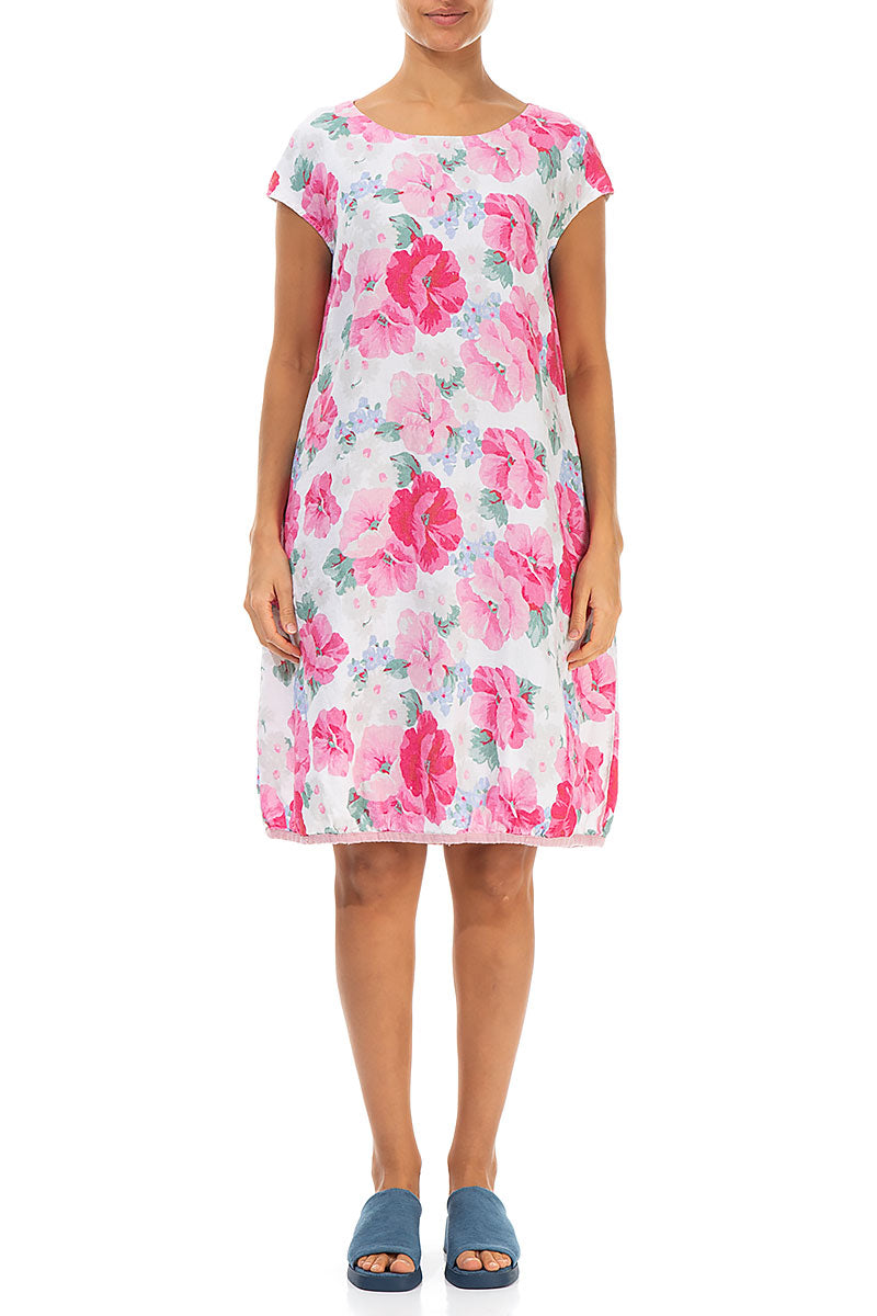 Midi Balloon Peony Blossom Linen Dress 1