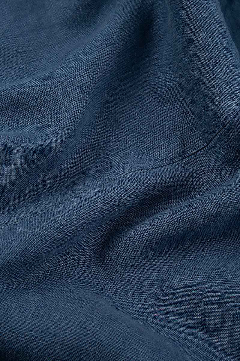 Jupe midi en lin et viscose bleu nuit