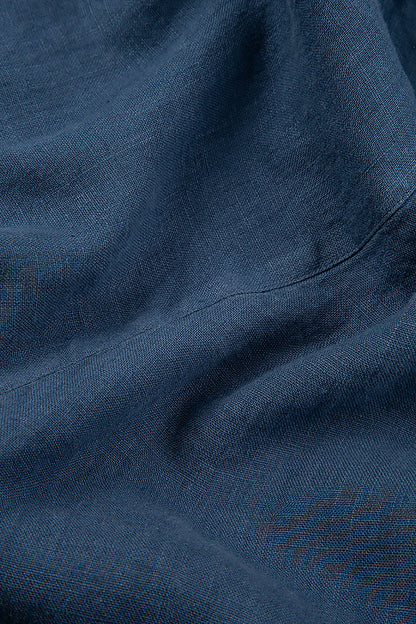 Jupe midi en lin et viscose bleu nuit