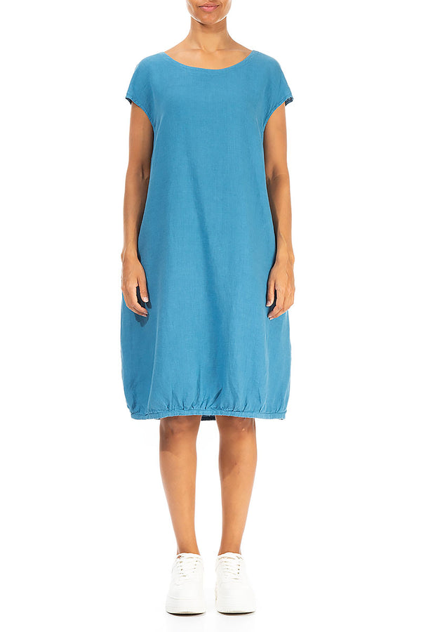 Midi Balloon Denim Linen Dress 1