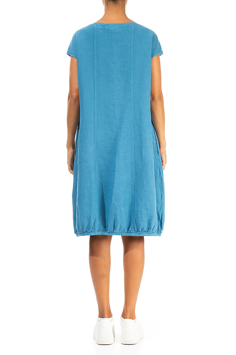 Midi Balloon Denim Linen Dress 2