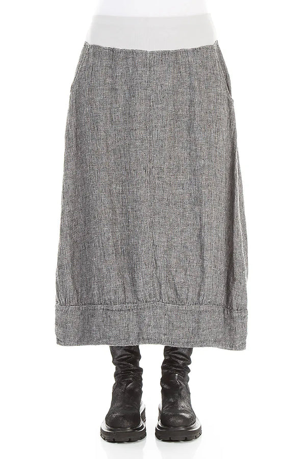 Midi Grey Mélange Linen Skirt