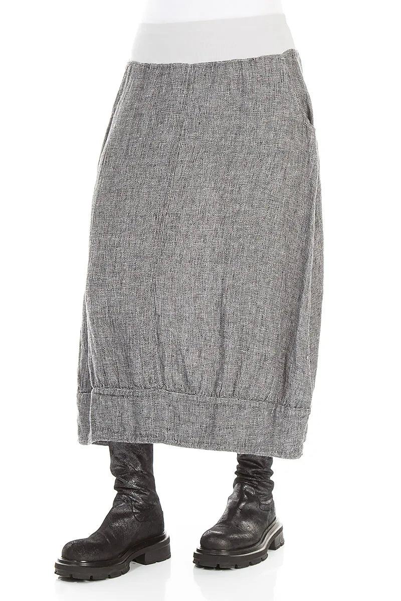 Midi Grey Mélange Linen Skirt 3