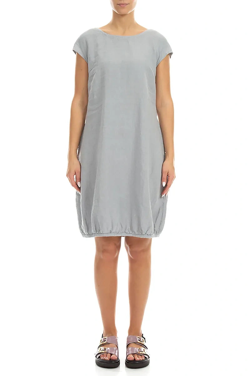 Midi Silver Grey Linen Dress 1