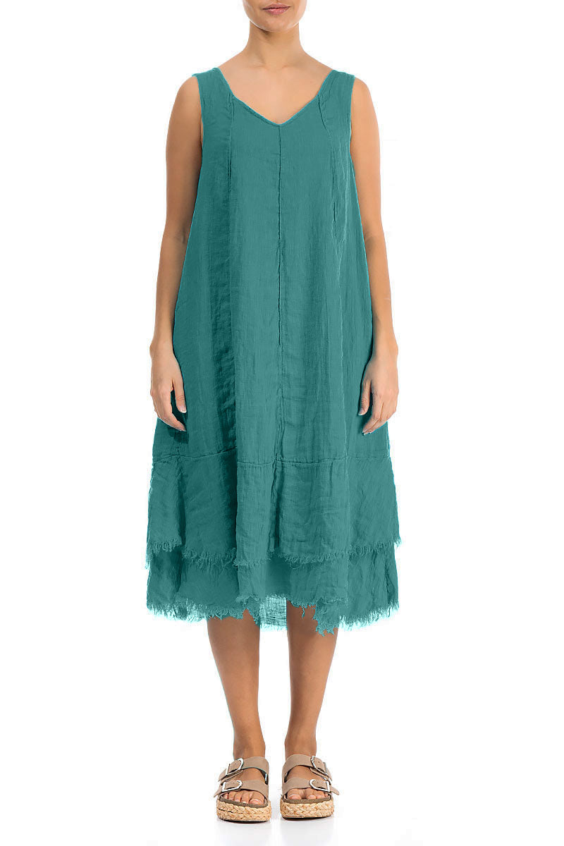 Midi Turquoise Gauze Linen Dress 1