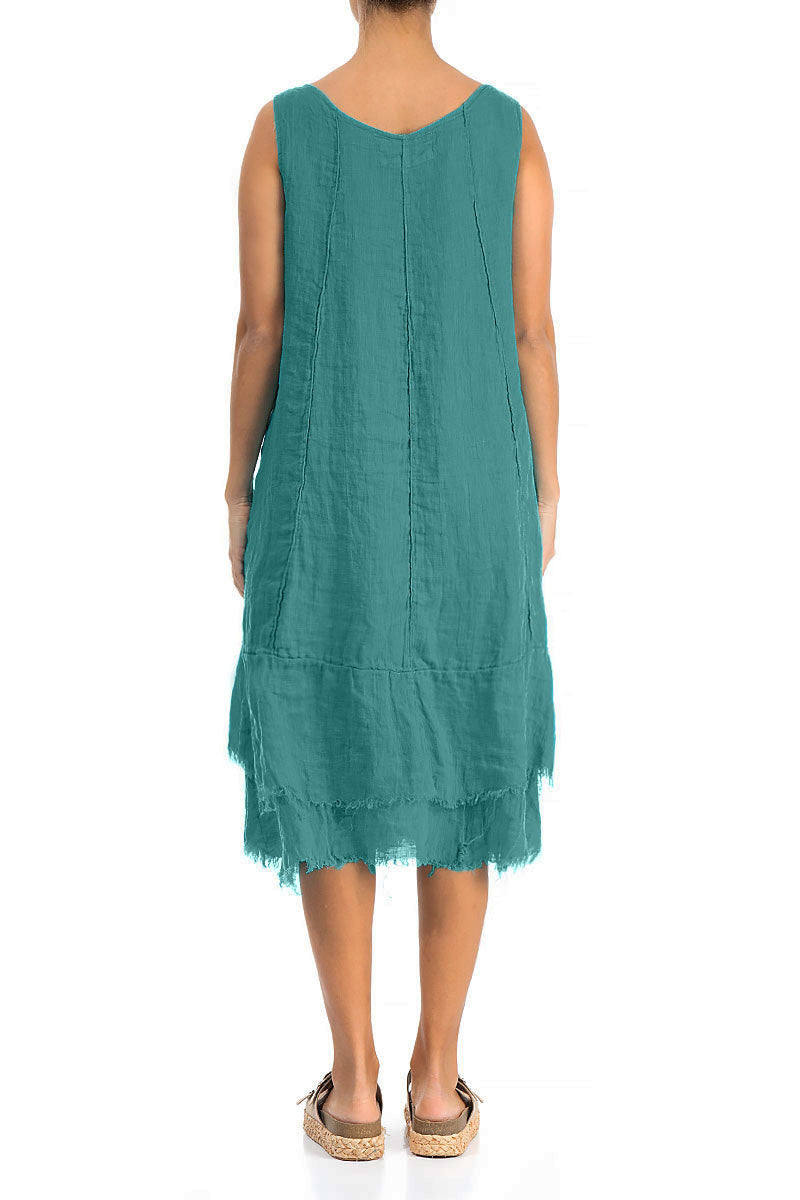 Midi Turquoise Gauze Linen Dress 2