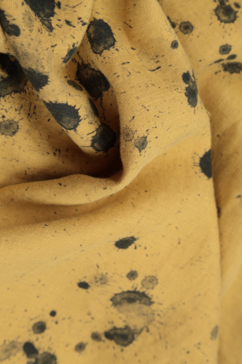 Midi Yellow Splash Linen Dress 5