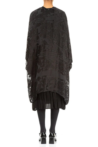 Midnight Bloom Devoré Black Silk Jacket