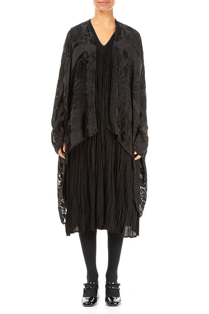 Midnight Bloom Devoré Black Silk Jacket