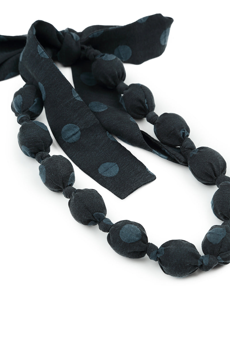 Midnight Blue Dotty Silk Bead Necklace 5