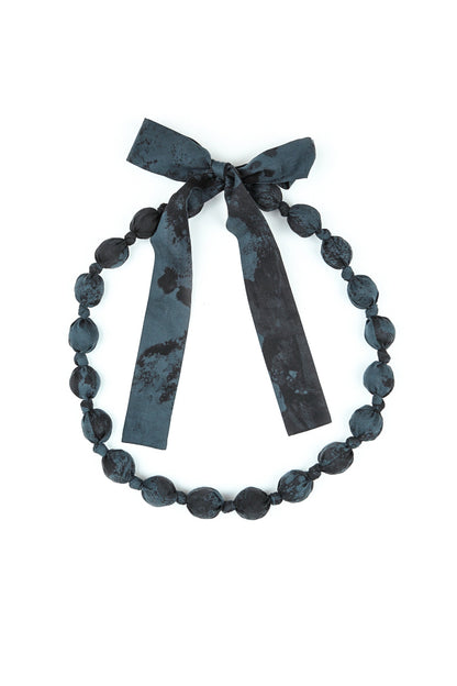 Midnight Blue Alabaster Silk Cotton Bead Necklace 4