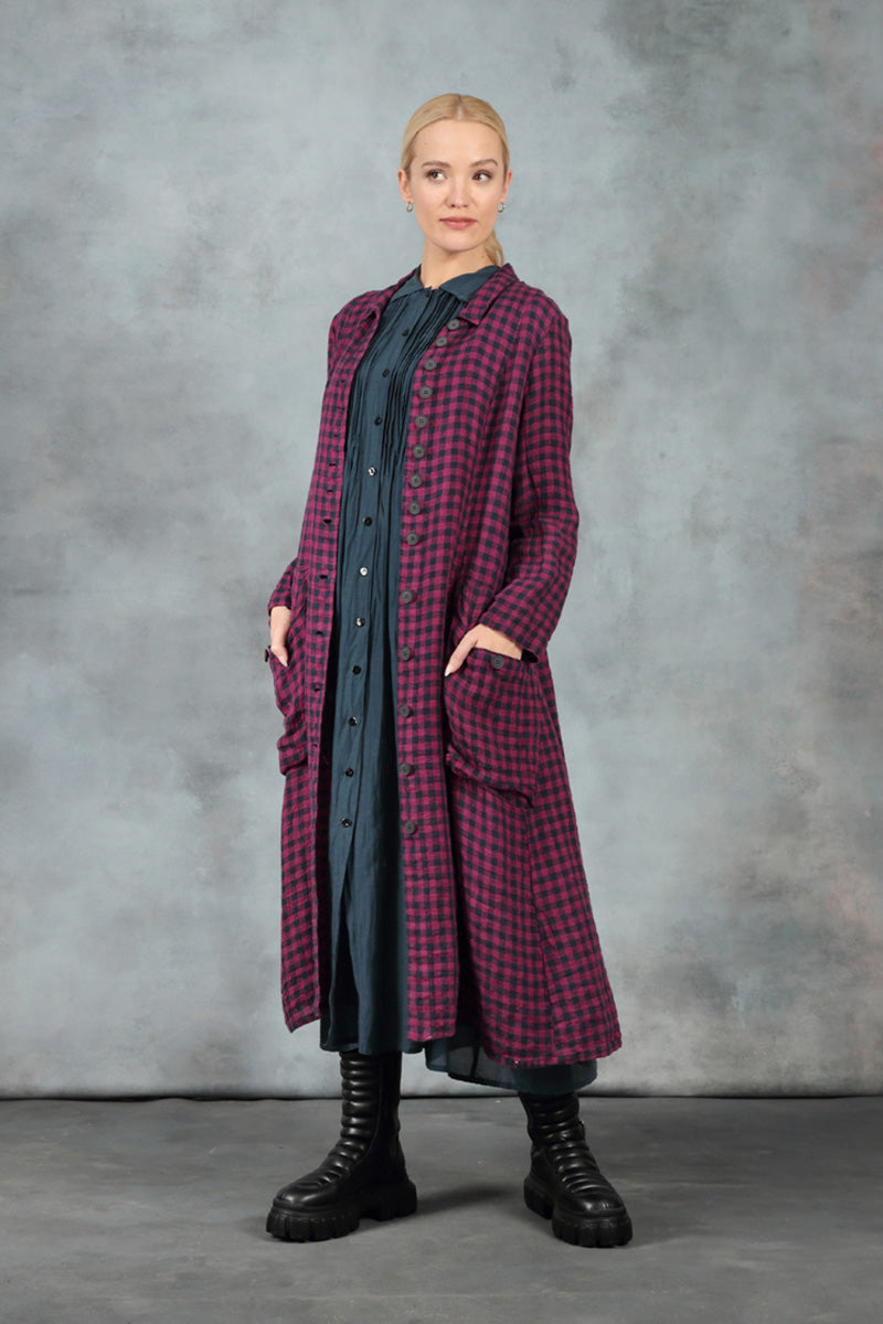 Midnight Blue Pintuck Silk Cotton Jacket Dress 5