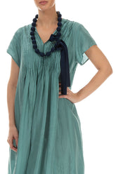 Midnight Blue Silk Bamboo Bead Necklace 3