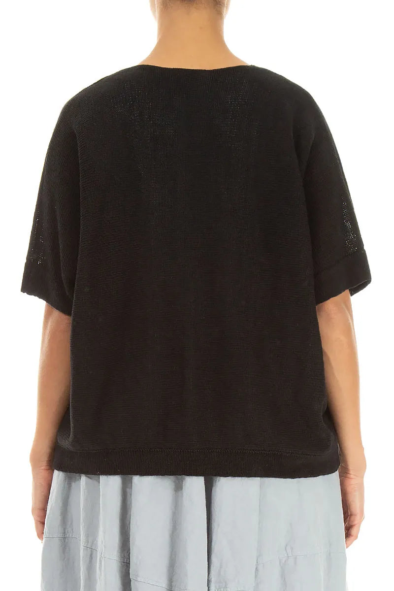 Minimal Black Linen Jumper