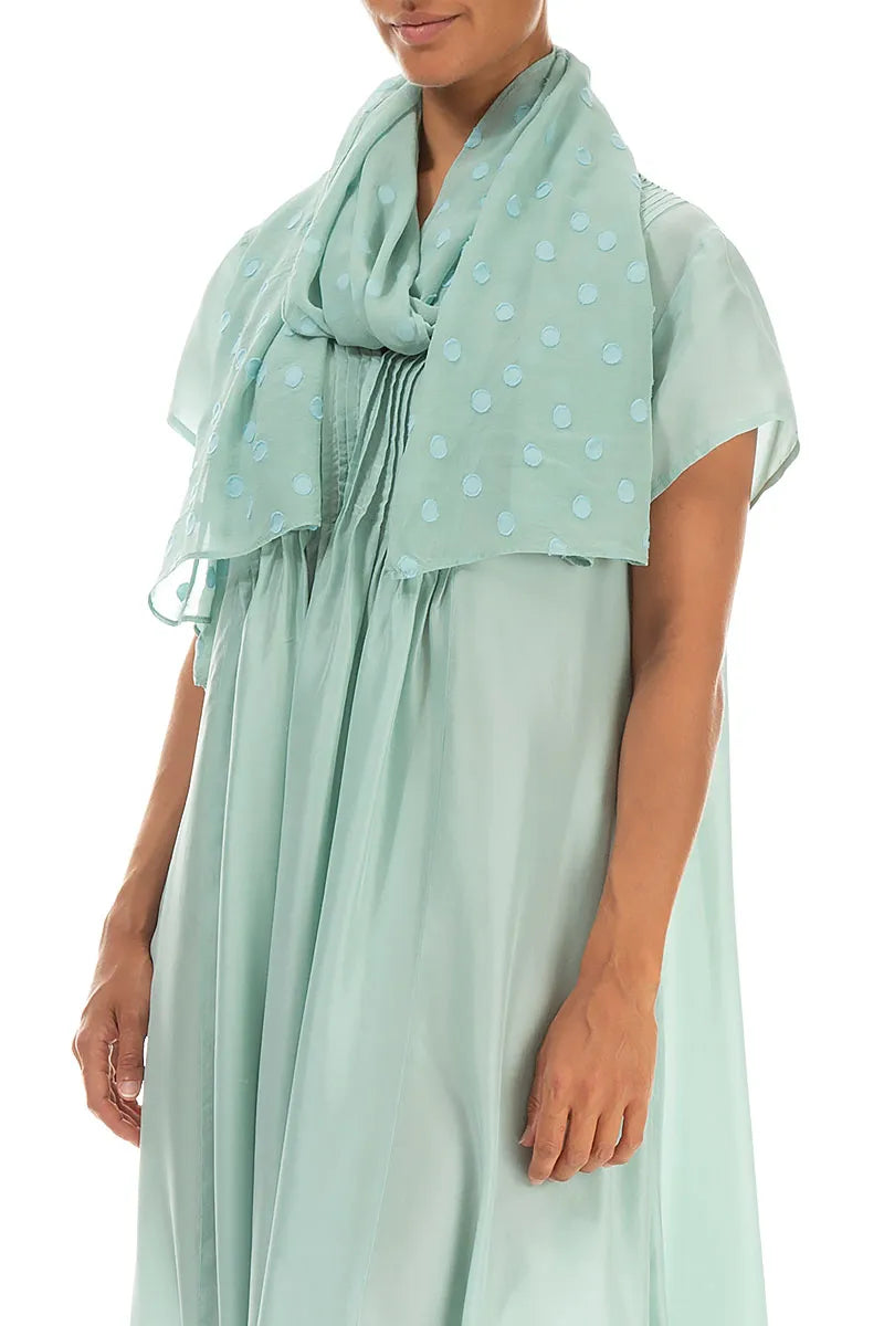 Mint Light Dotty Silk Scarf 3