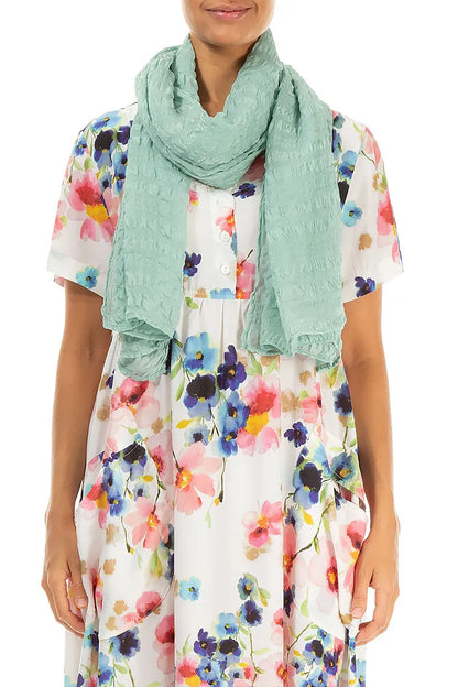 Mint Light Textured Silk Scarf 1