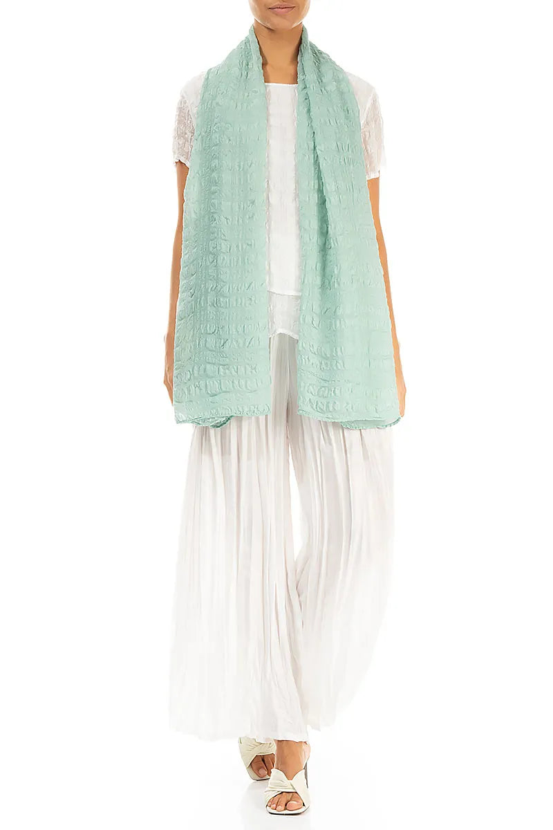 Mint Light Textured Silk Scarf 2