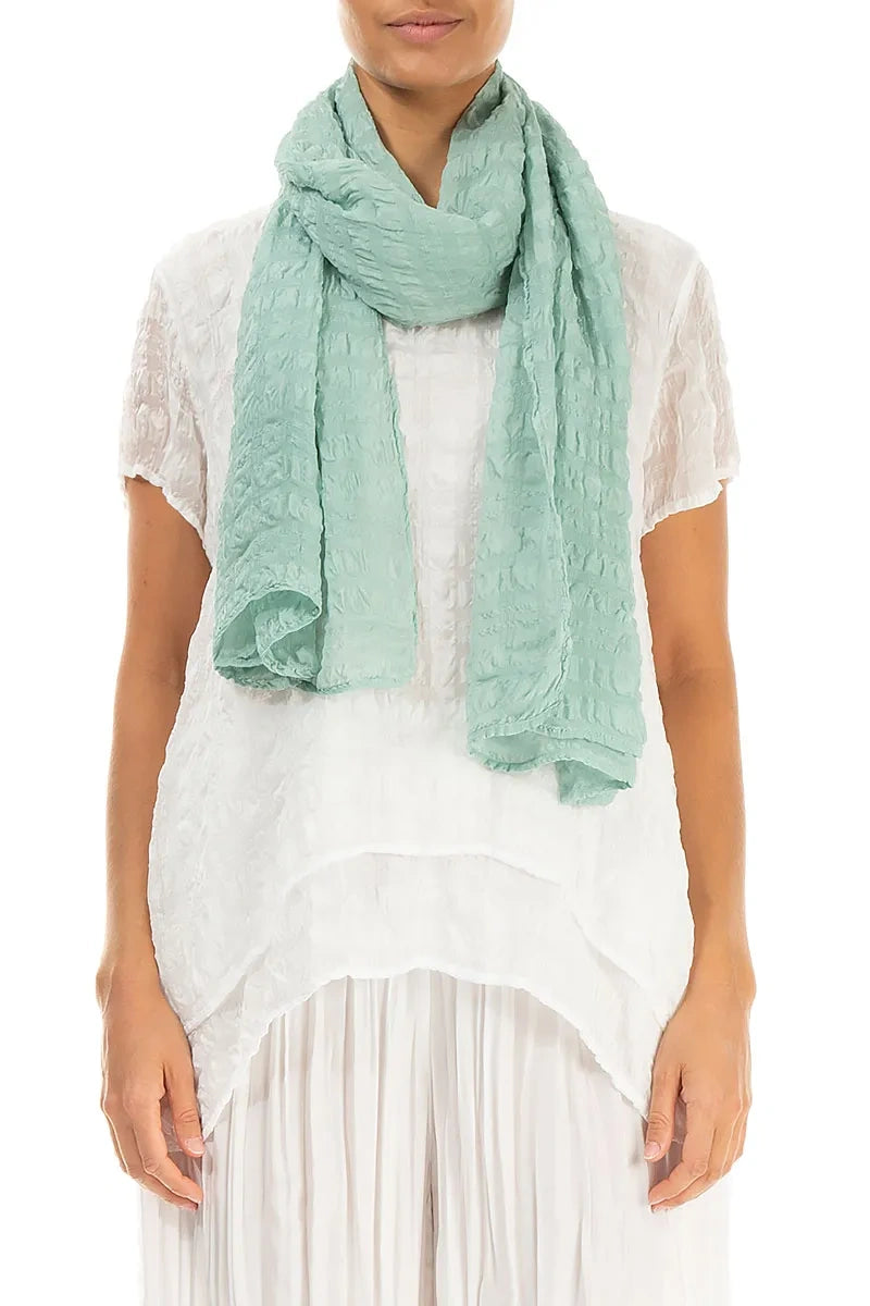 Mint Light Textured Silk Scarf 1