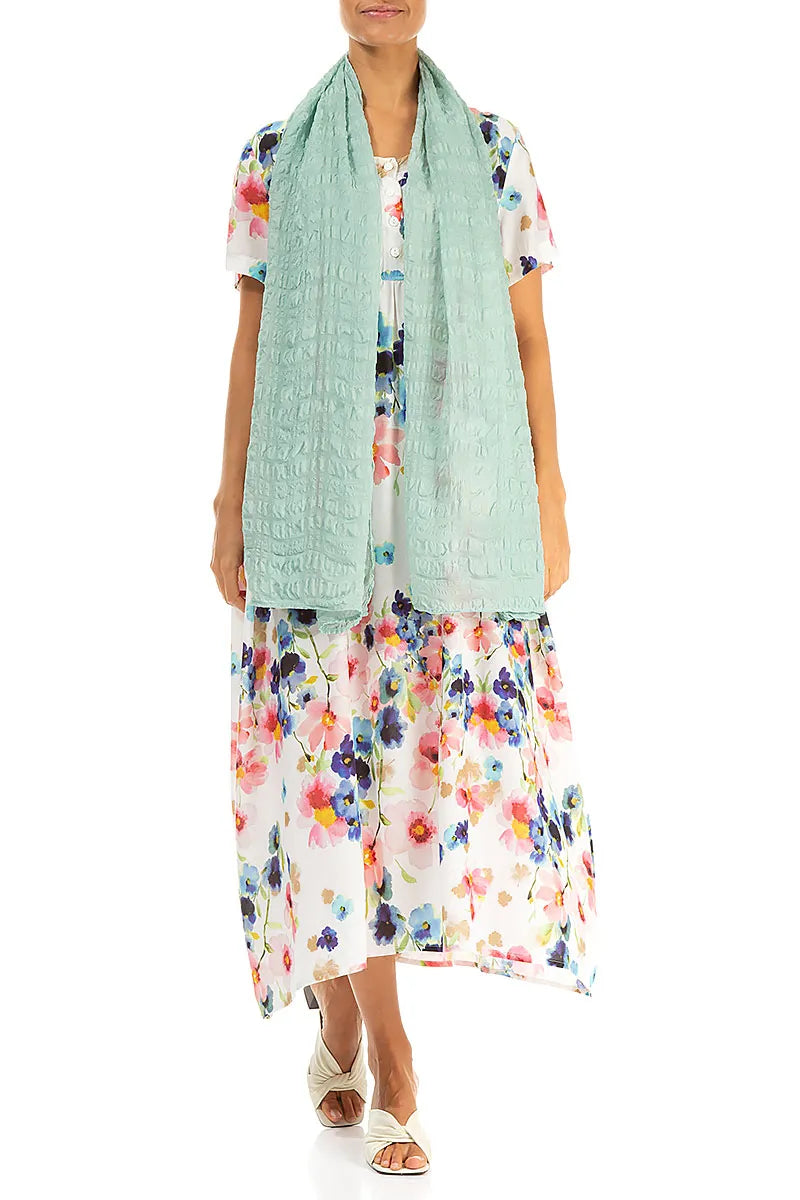 Mint Light Textured Silk Scarf 2
