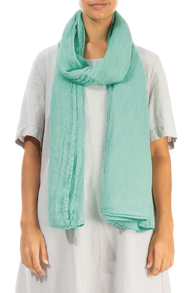 Mint Soft Gauze Linen Scarf 1