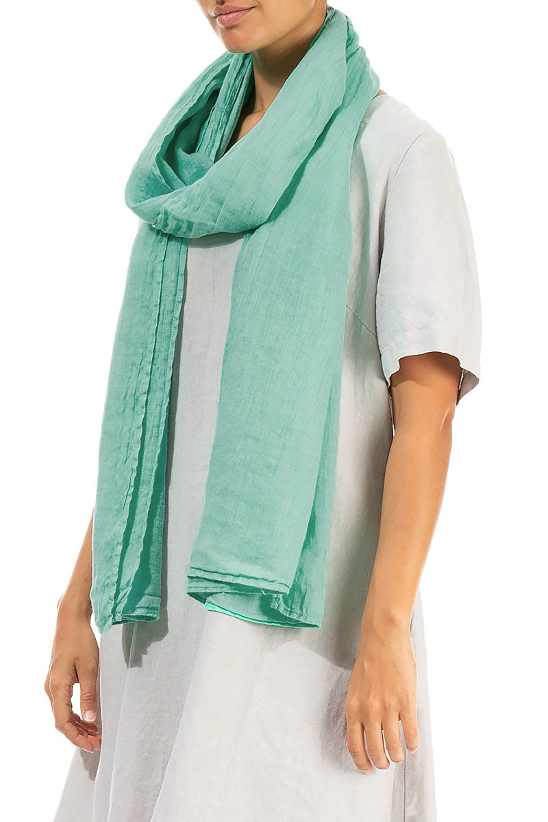 Mint Soft Gauze Linen Scarf 3